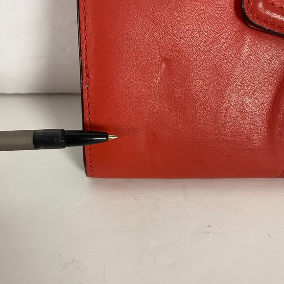 Coach Ashley Leather Wallet Clutch Folding Envelope Flip Pleated Salmon - Picture 13 of 16